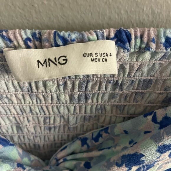 Women's Mango Blue Multi Color Floral Printed Mini Dress - Picture 12 of 13